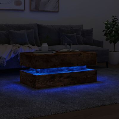 vidaXL Salontafel met LED-verlichting 90x50x40 cm gerookt eikenkleurig