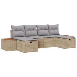 vidaXL Tuin Sofa Set 6 st Beige poly rattan