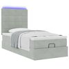 vidaXL Ottoman bed met matrassen en LED's 90x190cm fluweel lichtgrijs
