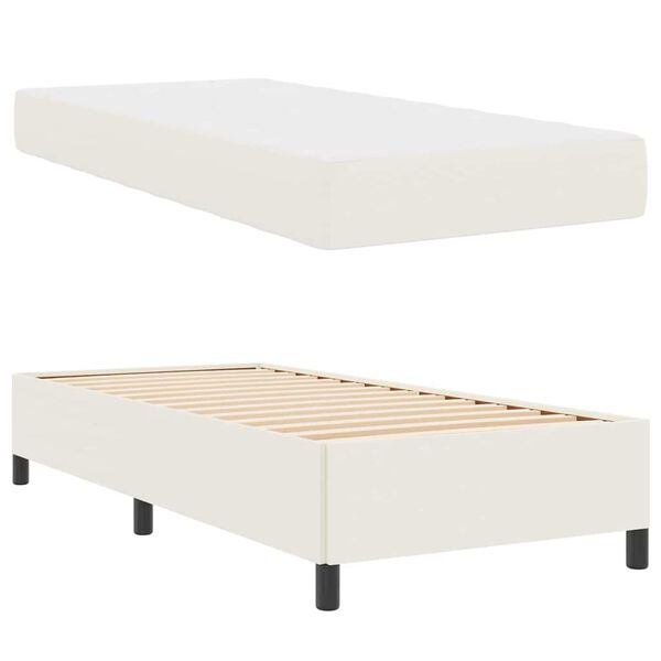 vidaXL Bedframe met matras Cr&egrave;me 90 x 200 cm Stof