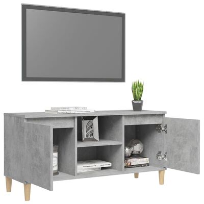 vidaXL Tv-meubel met massief houten poten 103,5x35x50 cm betongrijs