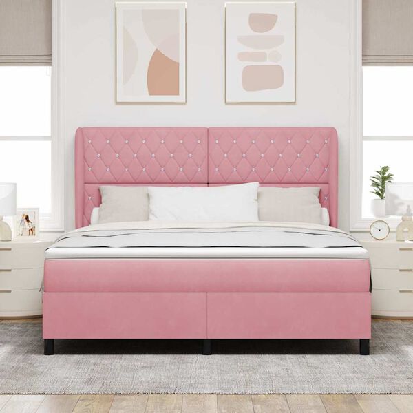 vidaXL Boxspringbed met matras Roze 200 x 180 cm Fluweel
