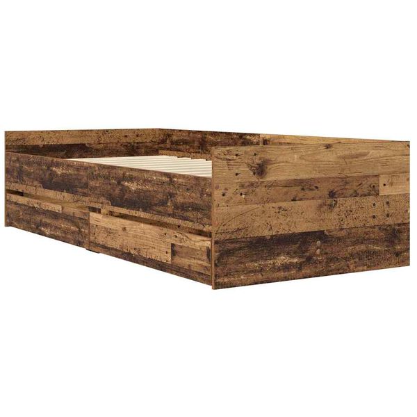 vidaXL Bedframe met lade Oud Hout 90 x 200 cm Massief grenenhout
