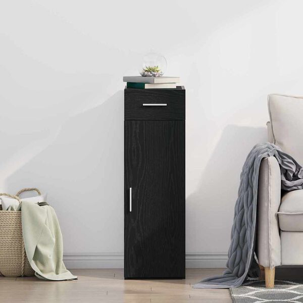 vidaXL Dressoir met lade Zwart Eiken 30 x 42,5 x 93 cm