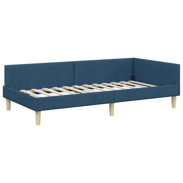 vidaXL Hoekbedframe met hoofdeinde Blauw 100 x 200 cm Stof