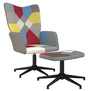 vidaXL Relaxstoel met voetenbank patchwork stof