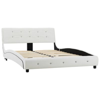 vidaXL Bed met traagschuim matras kunstleer wit 120x200 cm