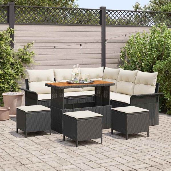 vidaXL Tuin Sofa Set 9 pcs Zwart poly rattan