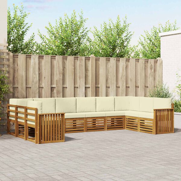 vidaXL Hoekbank Set 10 pcs Natuurlijk en Cr&egrave;me Massief Acaciahout