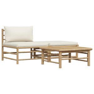 vidaXL 3-delige Loungeset met cr&egrave;mewitte kussens bamboe