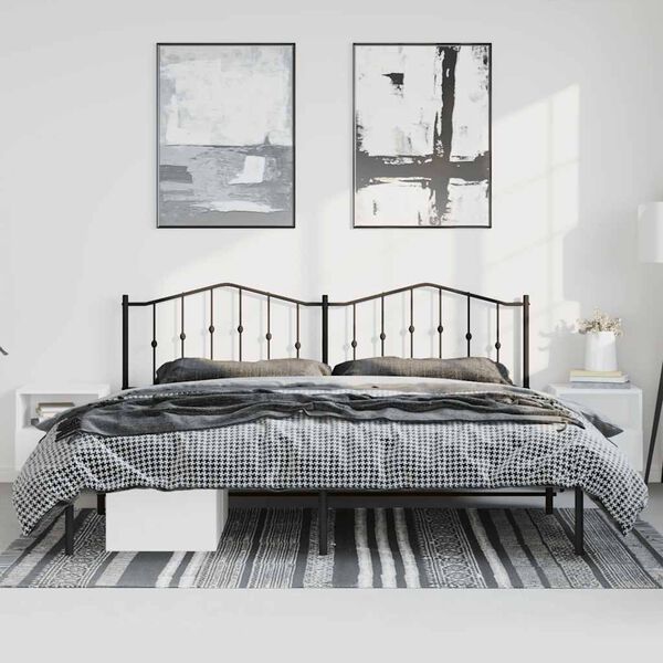 vidaXL Bedframe met hoofdbord metaal zwart 183x213 cm
