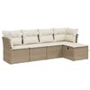 vidaXL 5-delige Loungeset met kussens poly rattan beige