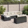 vidaXL 10-delige Loungeset met kussens poly rattan zwart