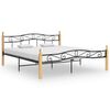vidaXL Bedframe metaal en massief eikenhout zwart 200x200 cm