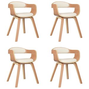 vidaXL Eetkamerstoelen 4 st gebogen hout en kunstleer cr&egrave;mekleurig
