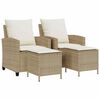 vidaXL 4-delige tuinbankset met kussens beige polyrotan