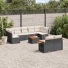 vidaXL 10-delige Loungeset met kussens poly rattan zwart