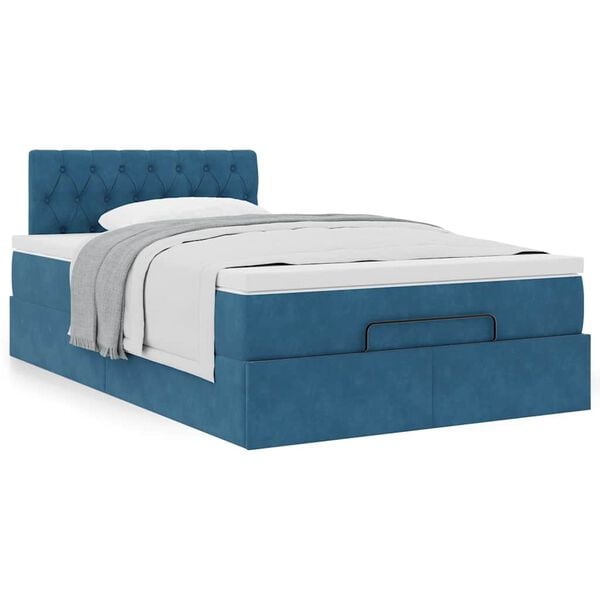 vidaXL Bed poef met matras 120x190 cm fluweel donkerblauw