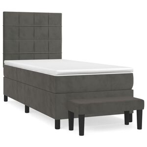 vidaXL Boxspring met matras fluweel donkergrijs 80x200 cm