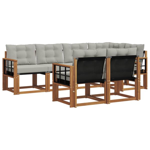 vidaXL Buiten bankenset met kussen 7 pcs Natuurlijk en Lichtgrijs