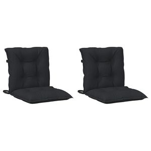 vidaXL Laagrug Stoelkussens Set 2 st Polyester Melange Zwart