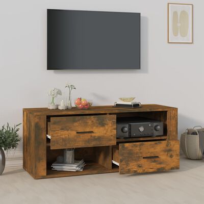 vidaXL Tv-meubel 100x35x40 cm bewerkt hout gerookt eikenkleurig