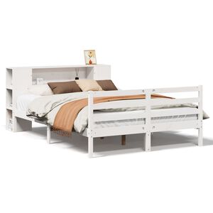 vidaXL Bed met boekenkast zonder matras grenenhout wit 120x190 cm