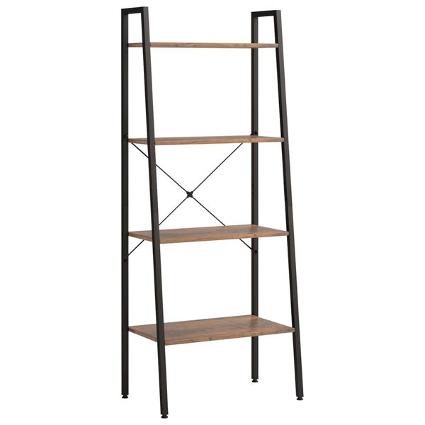 vidaXL Ladderrek met 4 schappen 56x35x140 cm donkerbruin en zwart