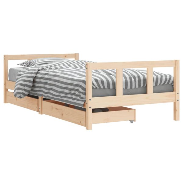 vidaXL Kinderbedframe met lades 90x190 cm massief grenenhout
