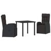 vidaXL Tuin eettafelset 3 st Zwart poly rattan