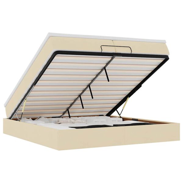 vidaXL Ottoman bed met matrassen 200x200cm stof cr&egrave;mekleurig