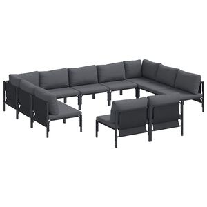 vidaXL Tuinbankenset 11 st Zwart Staal