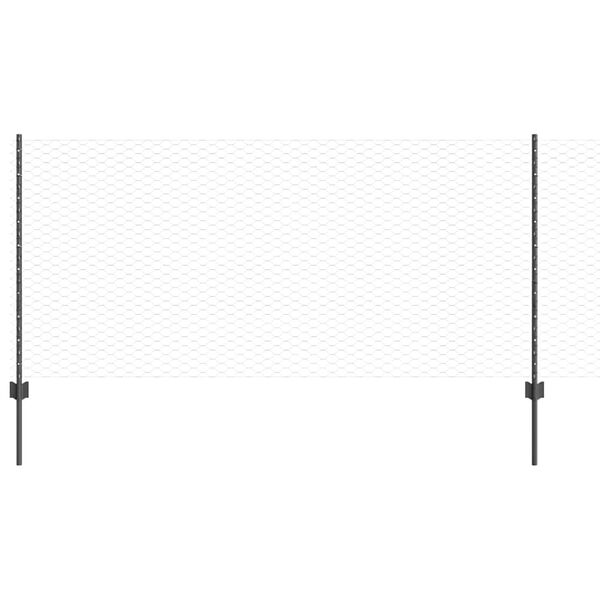 vidaXL Hek met Paal Grijs 1 x 100 m Staal en PVC