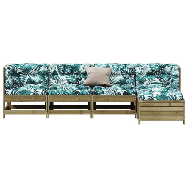 vidaXL 5-delige Loungeset met kussens ge&iuml;mpregneerd grenenhout