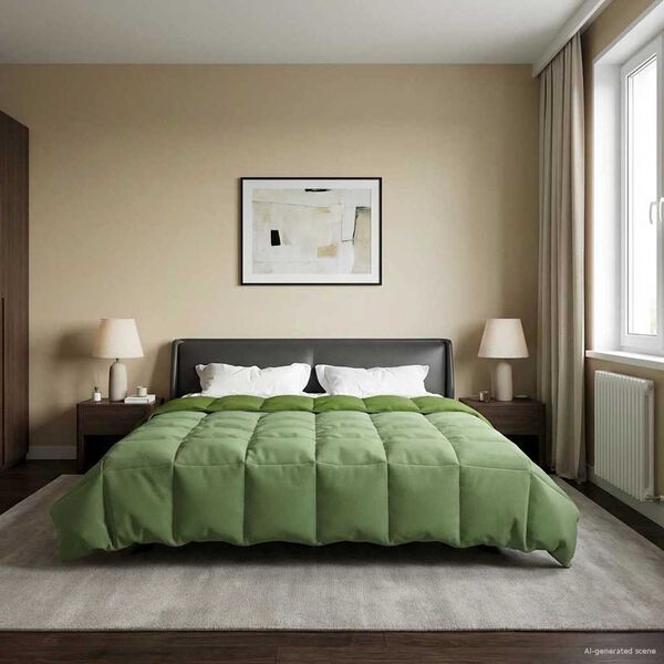 vidaXL Zomer Dekbed Gekwilt Groen 240 x 260 cm Microfiber