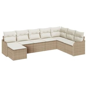 vidaXL Tuin Sofa Set 8 pcs Beige poly rattan