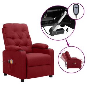 vidaXL Massagestoel elektrisch stof wijnrood