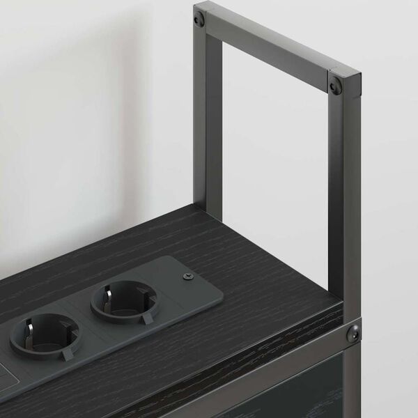 vidaXL Opberghoofdbord met Oplaadstation Zwart eiken 153 x 15 x 98 cm