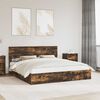 vidaXL Opslag bed met lade Gerookt eiken 200 x 200 cm Bewerkt hout