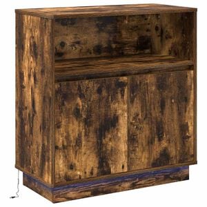 vidaXL LED Sideboard Gerookt eiken 71 x 34,5 x 75 cm Bewerkt hout