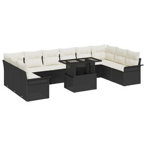 vidaXL Tuin Sofa Set met kussen met kussen 11 pcs Zwart Poly Rattan