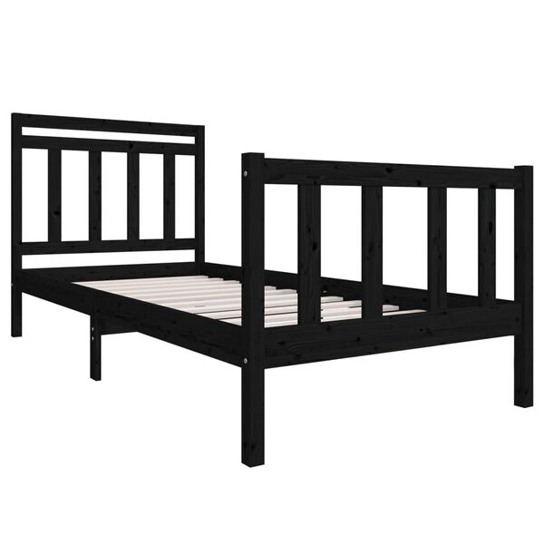 vidaXL Bedframe massief hout zwart 100x200 cm