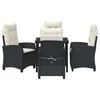 vidaXL Tuin eettafelset met kussen 5 pcs Zwart poly rattan