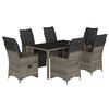 vidaXL 7-delige Bistroset met kussens poly rattan grijs
