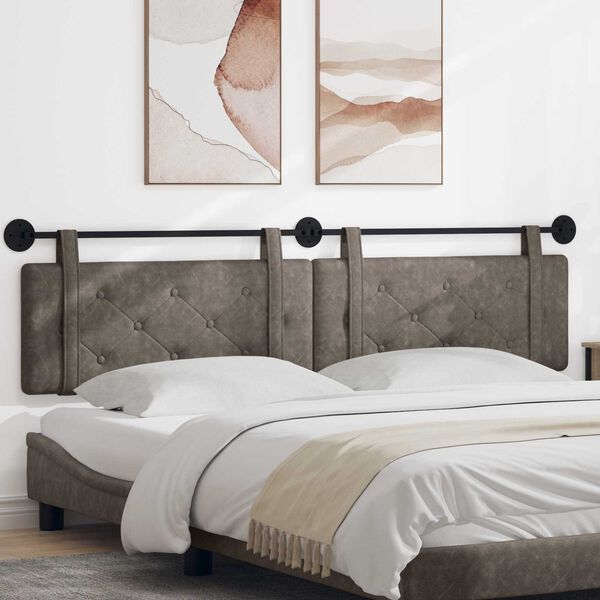 vidaXL Hangend Hoofdeinde Grijs 210 x 55 x 5 cm Antiek PU