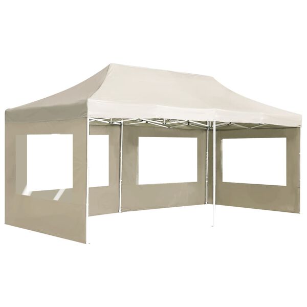 vidaXL Partytent inklapbaar met wanden 6x3 m aluminium cr&egrave;me