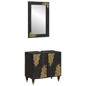 vidaXL Badkamerkastenset 2 st Zwart 62 x 33 x 58 cm Massief Mango Hout