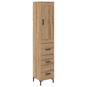 vidaXL Highboard Artisan Eiken 34,5 x 34 x 180 cm Bewerkt hout