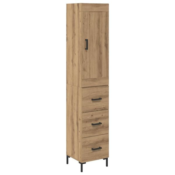 vidaXL Highboard Artisan Eiken 34,5 x 34 x 180 cm Bewerkt hout