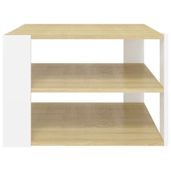 vidaXL Salontafel 60x60x40 cm bewerkt hout sonoma eikenkleurig en wit